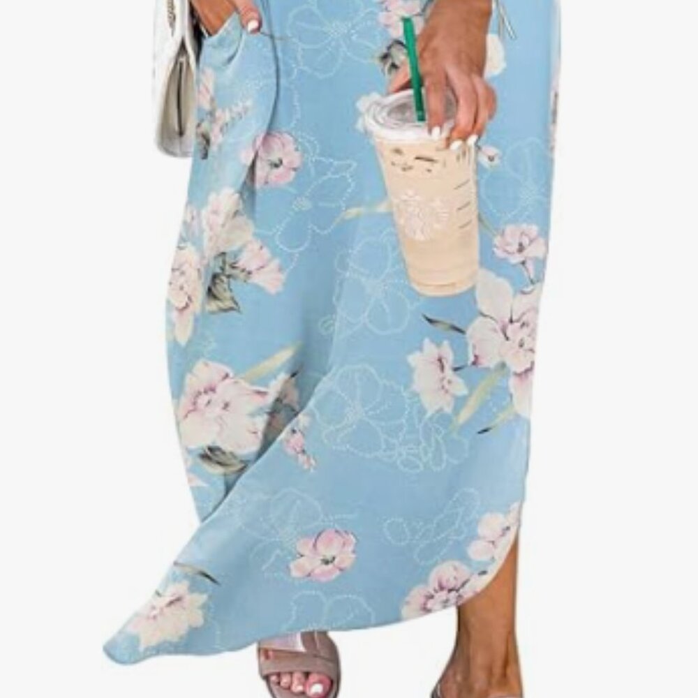 Sleeveless, sleeveless, sleeveless women's long, casual dress with po - Picture 2 of 7